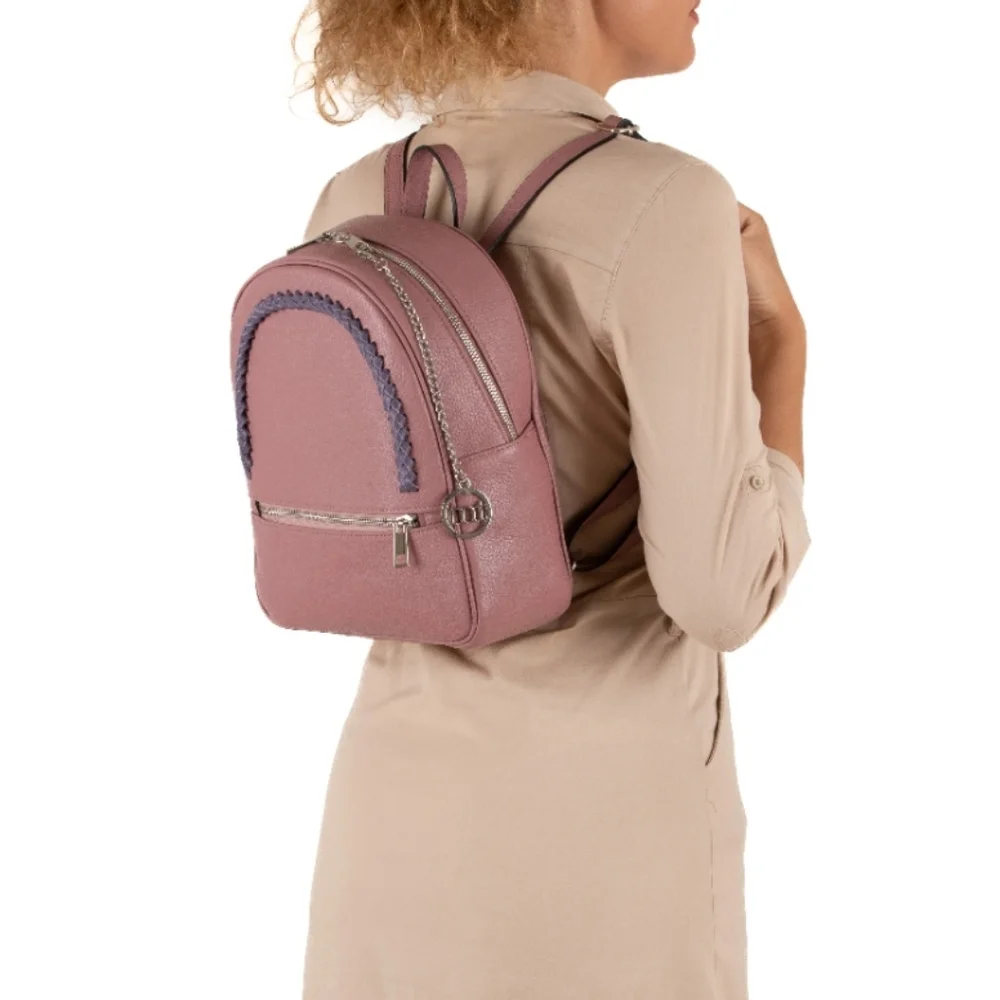 MSRP $420 Antique Rose Leather Backpack, Braided Detail Italy NWT Offers Welcome